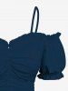 Plus Size Cinched Ruched Ruffles Cold Shoulder Cami Top -  