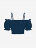 Plus Size Cinched Ruched Ruffles Cold Shoulder Cami Top -  