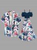 Plus Size Cinched Ruched Ruffles Cold Shoulder Cami Top -  