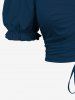 Plus Size Cinched Ruched Ruffles Cold Shoulder Cami Top -  