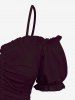 Plus Size Cinched Ruched Ruffles Cold Shoulder Cami Top -  