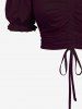 Plus Size Cinched Ruched Ruffles Cold Shoulder Cami Top -  