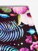 Jupe hawaïenne fendue grande taille à imprimé feuilles tropicales et fleurs d'hibiscus - Pourpre  3X