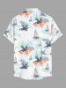 Plus Size Hibiscus Flowers Tropical Leaf Sail Boat Print Buttons Pocket Hawaii Shirt For Men -  