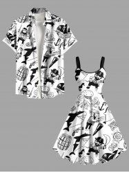 Octopus Shark Anchor Pirate Print Plus Size Matching Hawaii Cruise Beach Outfit For Couples -  