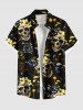Tenue de plage hawaïenne assortie grande taille à imprimé tête de mort et fleurs pour couples - Noir 