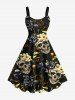 Tenue de plage hawaïenne assortie grande taille à imprimé tête de mort et fleurs pour couples - Noir 
