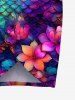 Colorful Ombre Mermaid Scale Flower Print Plus Size Matching Hawaii Beach Outfit For Couples -  