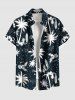 Tenue de plage hawaïenne assortie grande taille à imprimé feuilles de cocotier et fleurs d'hibiscus pour couples - Noir 