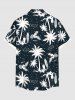 Tenue de plage hawaïenne assortie grande taille à imprimé feuilles de cocotier et fleurs d'hibiscus pour couples - Noir 