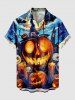 Tenue d'Halloween grande taille assortie pour couples, motif citrouille, lanterne, chauve-souris, crânes, bougies - Bleu 