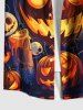 Tenue d'Halloween grande taille assortie pour couples, motif citrouille, lanterne, chauve-souris, crânes, bougies - Bleu 