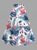 Tenue de plage hawaïenne assortie grande taille à imprimé feuilles tropicales et fleurs d'hibiscus pour couples - Bleu 