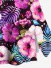 Tenue de plage hawaïenne assortie grande taille à imprimé feuilles tropicales et fleurs d'hibiscus pour couples - Pourpre  