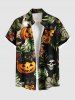 Tenue d'Halloween grande taille assortie pour couple, motif citrouille, crâne, chat, feuilles tropicales et fleurs - Noir 