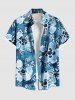 Tenue de plage hawaïenne assortie grande taille à imprimé feuilles et fleurs tropicales aquarelle pour couples - Bleu Ciel 
