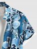 Tenue de plage hawaïenne assortie grande taille à imprimé feuilles et fleurs tropicales aquarelle pour couples - Bleu Ciel 