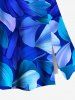 Tenue de plage hawaïenne assortie grande taille à imprimé feuilles ombrées pour couples - Bleu 