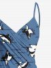 Cute Shark Sea Waves Print Plus Size Matching Hawaii Beach Outfit For Couples -  