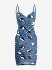 Cute Shark Sea Waves Print Plus Size Matching Hawaii Beach Outfit For Couples -  