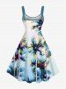 Robe débardeur hawaïenne coupe trapèze grande taille à imprimé cocotiers ombré - Bleu clair XS