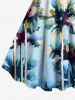 Robe débardeur hawaïenne coupe trapèze grande taille à imprimé cocotiers ombré - Bleu clair XS