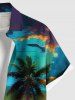 Chemise hawaïenne grande taille à imprimé cocotiers, plage, paysage marin, boutons et poches pour homme - Vert L