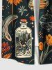 Plus Size Sunflower Flower Skull Bottle Banana Print Hawaii Button Pocket Shirt For Men -  