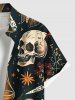 Plus Size Sunflower Flower Skull Bottle Banana Print Hawaii Button Pocket Shirt For Men -  