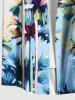 Plus Size Coconut Tree Ombre Print Hawaii Button Pocket Shirt For Men -  