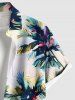 Chemise hawaïenne grande taille à imprimé cocotiers ombré et poches boutonnées pour homme - Bleu clair 3XL