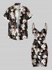 Plus Size Ombre Flower Leaf Print Hawaii Convertible Beach Cover Up -  