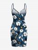 Plus Size Flower Leaf Branch Print Hawaii Ombre Convertible Beach Cover Up -  
