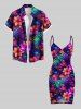 Plus Size Ombre Flower Mermaid Scale Print Hawaii Covertible Beach Cover Up -  