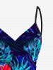 Plus Size Hibiscus Flowers Tropical Leaf Print Convertible Hawaii Beach Cover -  
