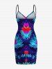Plus Size Hibiscus Flowers Tropical Leaf Print Convertible Hawaii Beach Cover -  