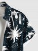 Plus Size Coconut Tree Hibiscus Flowers Leaf Print Buttons Pocket Hawaii Shirt For Men -  