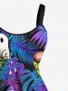 Robe débardeur hawaïenne grande taille à imprimé feuilles tropicales et fantômes pour Halloween - Pourpre  5X