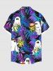 Plus Size Halloween Ghost Tropical Leaf Bottles Print Buttons Pocket Hawaii Shirt For Men -  