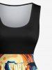 Plus Size Halloween Pumpkin Lantern Bat Skulls Candles Print 1950s Vintage Dress -  