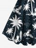 Plus Size Coconut Tree Hibiscus Flowers Leaf Print Hawaii Tank Dress -  