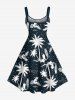 Plus Size Coconut Tree Hibiscus Flowers Leaf Print Hawaii Tank Dress -  
