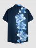 Plus Size Flowers Glitter 3D Print Buttons Pocket Hawaii Shirt For Men -  