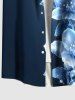 Plus Size Flowers Glitter 3D Print Buttons Pocket Hawaii Shirt For Men -  