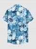 Chemise hawaïenne grande taille à imprimé aquarelle, fleurs tropicales et feuilles, avec poches et boutons, pour homme - Bleu 6XL