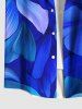 Chemise hawaïenne grande taille à imprimé feuilles ombré et poches à boutons pour homme - Bleu M