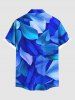 Chemise hawaïenne grande taille à imprimé feuilles ombré et poches à boutons pour homme - Bleu M
