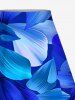 Jupe hawaïenne fendue à imprimé feuilles ombré grande taille - Bleu 1X