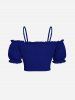 Plus Size Cinched Ruched Ruffles Cold Shoulder Cami Top -  