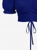 Plus Size Cinched Ruched Ruffles Cold Shoulder Cami Top -  